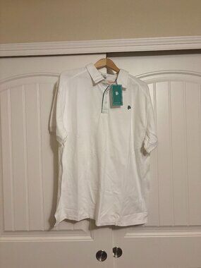 Flint Park Polo Shirt 2XL White Collared Short Sleeve Organic Cotton Tennis NEW